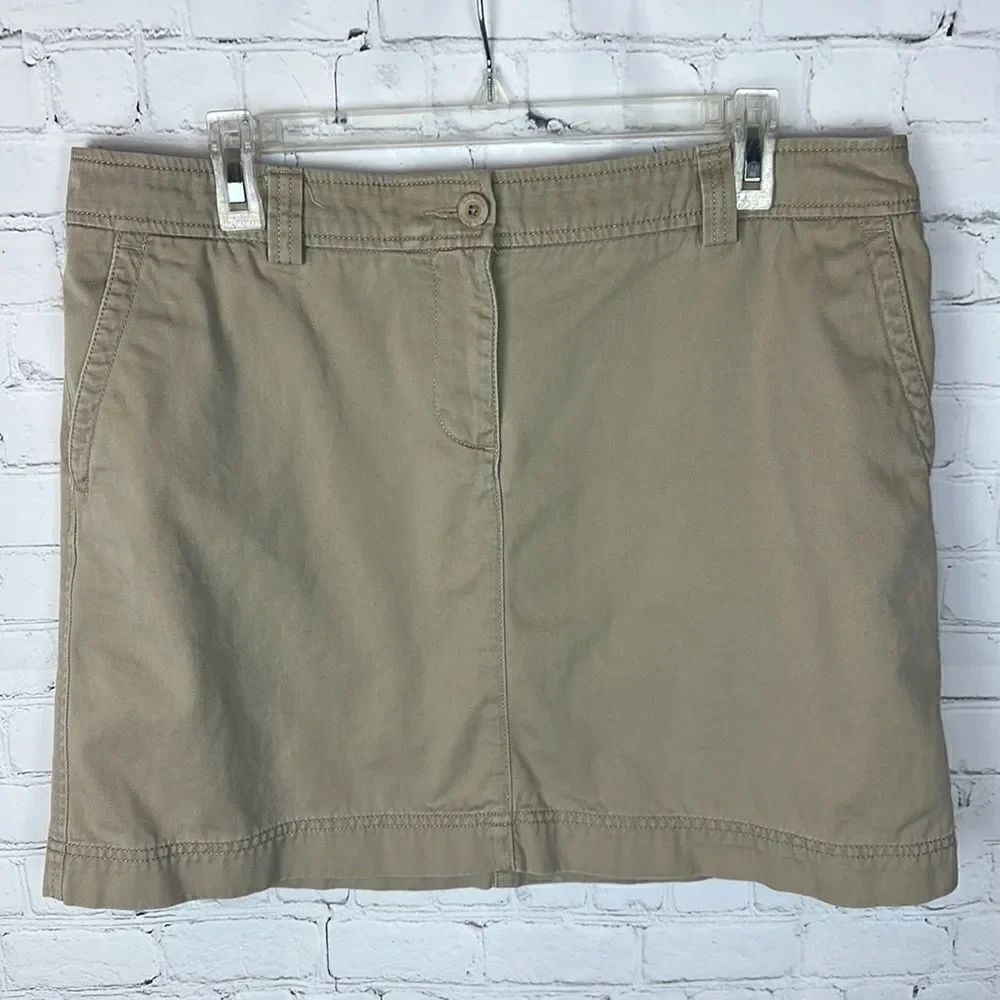 LL Bean Khaki Skirt Size 16 Petite